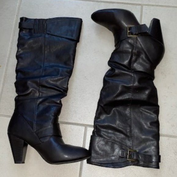 Rampage Shoes - Rampage Chocolate Brown-Stylish-Slouch Pull-On Stretch Boots Size EUC 8M